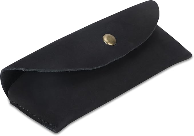 Leather Sunglasses Case Genuine Leather Eyeglass Case Soft Glasses Pouch Reading Glasses Case for Men & Women