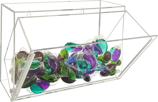 Laundry Pods Container for laundry room organization, Acrylic Candy dispenser Coffee Pod Holder Dishwasher Pods Container for Wall or Hanging