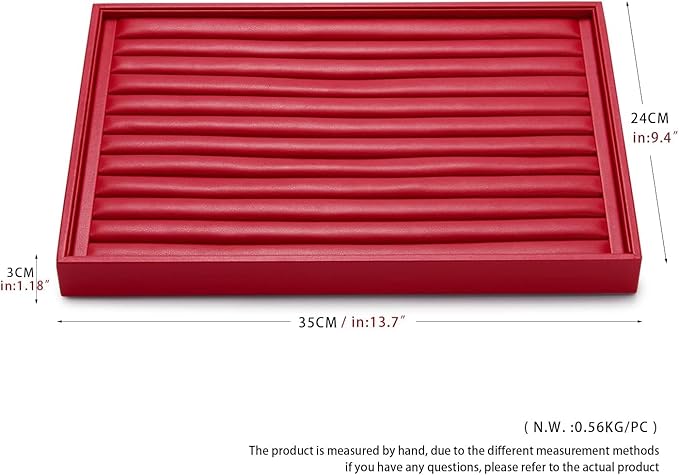 Red Leather Jewelry Tray Ring Earrings Trays Ring Holder Organizer Tray Jewelry Display Trays For Rings, Earrings, Coins, Brooches Storage Display