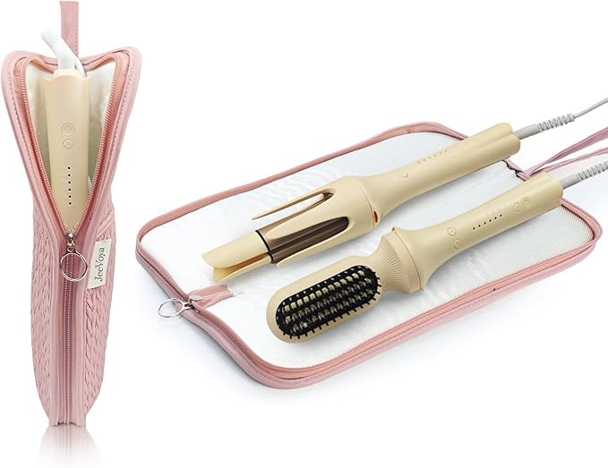 Hair Tools Organizer Bag Heat Resistant Mat Case Hot Tools Travel Bag Portable Flat Iron Pouch Case for Hair Straighteners, Curling Irons, Flat Irons and Hot Styling Tools (Pink)