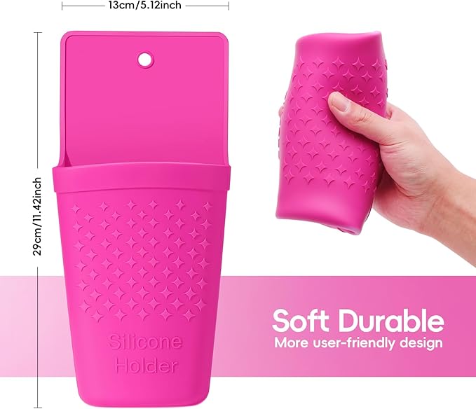 ZAKRA Curling Iron Holder,Heat Resistant Silicone Holder for Flat Iron,Hair Straightener,Hot Hair Tools,Vanity Accessories Organizer.(Hotpink)
