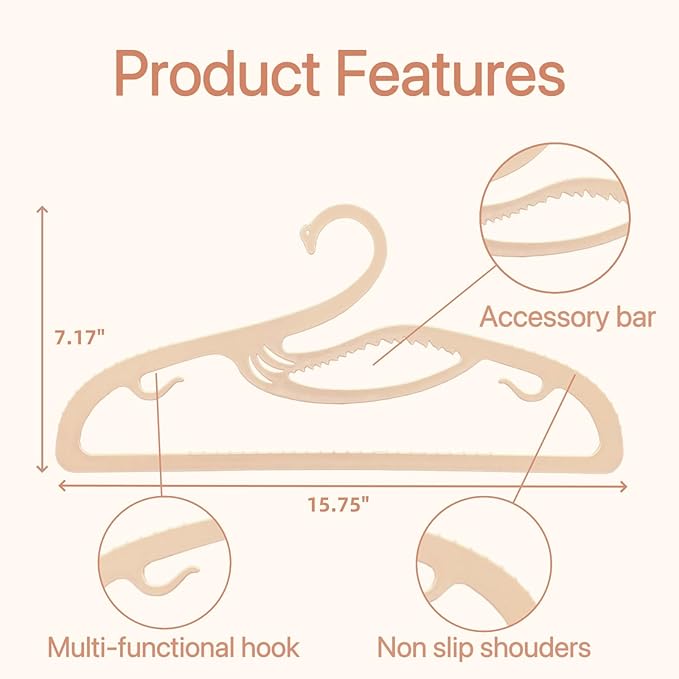 Plastic Clothes Hangers 20 Pack, Z-Shape Opening, 0.12" Ultra Thin Short Neck Hangers, Save Cabinet Space, Suitable for Dresses, Shirts, Pants, Scarves, Jackets(Pink)