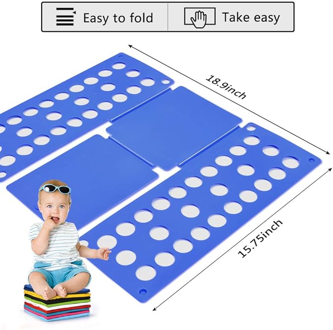 BoxLegend Shirt Folding Board - Easy & Fast Laundry Solution for Kids & Adults (Green & Blue)