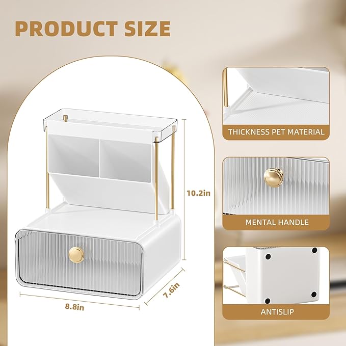 3-Tier Bathroom Makeup Organizers and Storage, Makeup Vanity Organizer, Bathroom Countertop Organizer, Dorm Room Essentials，Makeup Brush Holder, Desk, Perfume, Office, Jewelry and Skincare Organizers