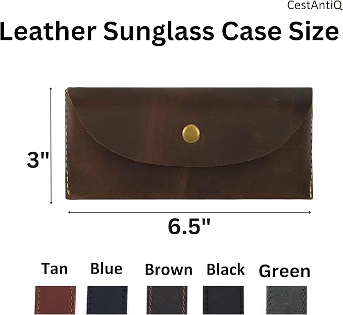 Leather Sunglasses Case Genuine Leather Eyeglass Case Soft Glasses Pouch Reading Glasses Case for Men & Women
