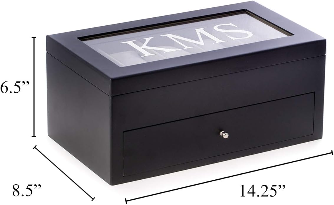 Bey-Berk Custom Personalized Watch Box Organizer - 20 Slot Luxury Solid Wood Designer Display, Large Watch Slots