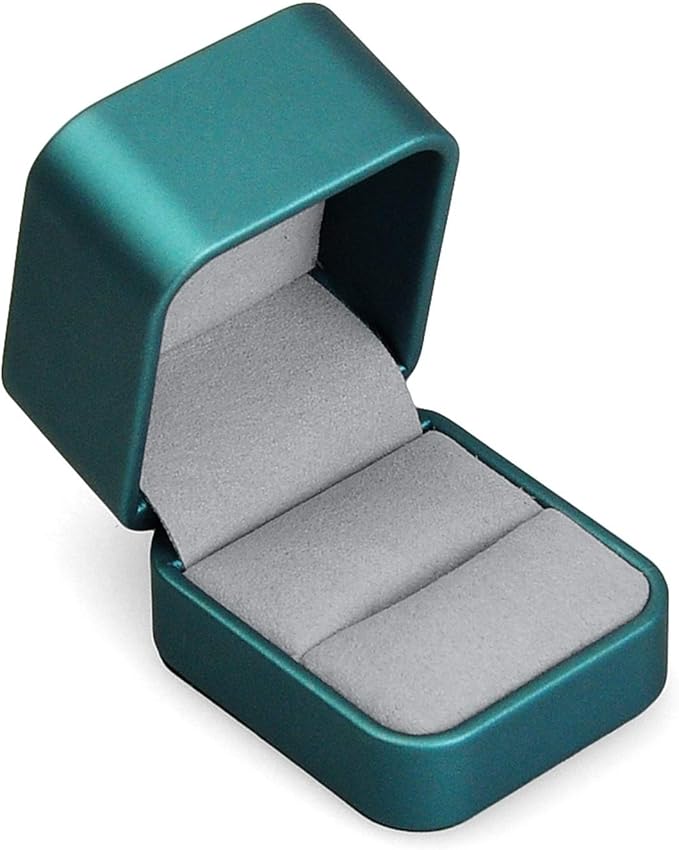 Oirlv Green Leather Ring Box Velvet Travel Jewelry Case Small Ring Box Vintage Jewlery Display Portable