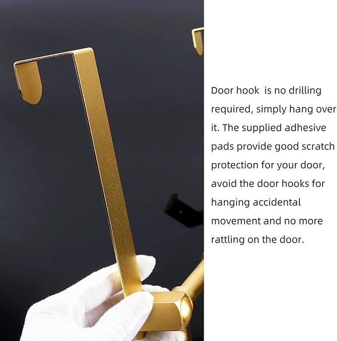 BOF Over The Door Hooks, Adjustable 6 Door Hooks for Hanging, Premium Aluminum Over Door Hanger, Thin Overhead, No Impact Door Closing, for Bathroom, Bedroom Doors, Hanging Coats, Towels and More