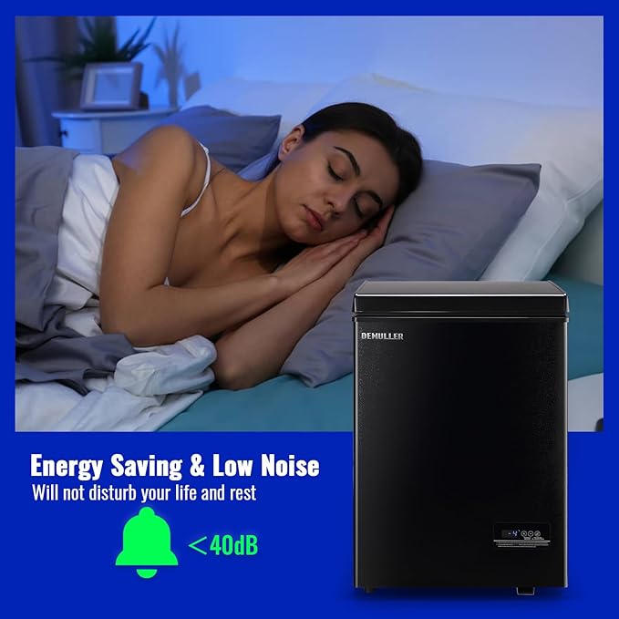 Small Chest Freezer with Electronic Panel, Accurate Temperature Display to 1 ℉, Black Deep Freezing Machine with 2 Removable Baskets, Compact Size for Any Space