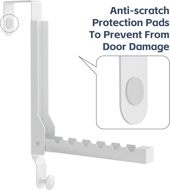 2 Pack Over The Door Drying Rack for Laundry, Over The Door Hanger Foldable, Heavy Duty Over The Door Hooks Hanger,Over Door Hook for Hanging Clothes,Rust-Resistant Over The Door Clothes Hanger,White