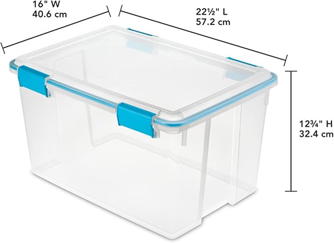 Sterilite 19344304 54 Quart Gasket Box Blue Aquarium Accents 4 pack