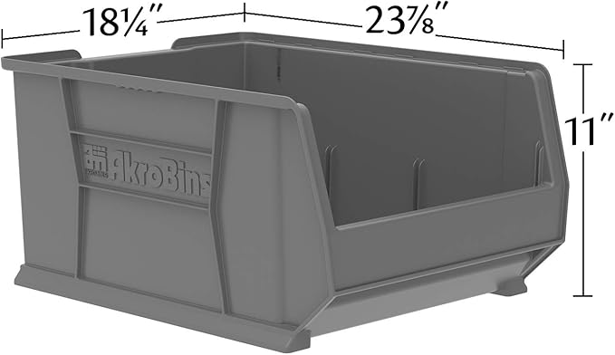 Akro-Mils 30289 Super-Size AkroBins Plastic Storage Bins, Space-Saving Stackable Bins for Garage, Classroom, Warehouse Organization, 24-Inch L x 18-Inch W x 12-Inch H, Clear, 1-Pack
