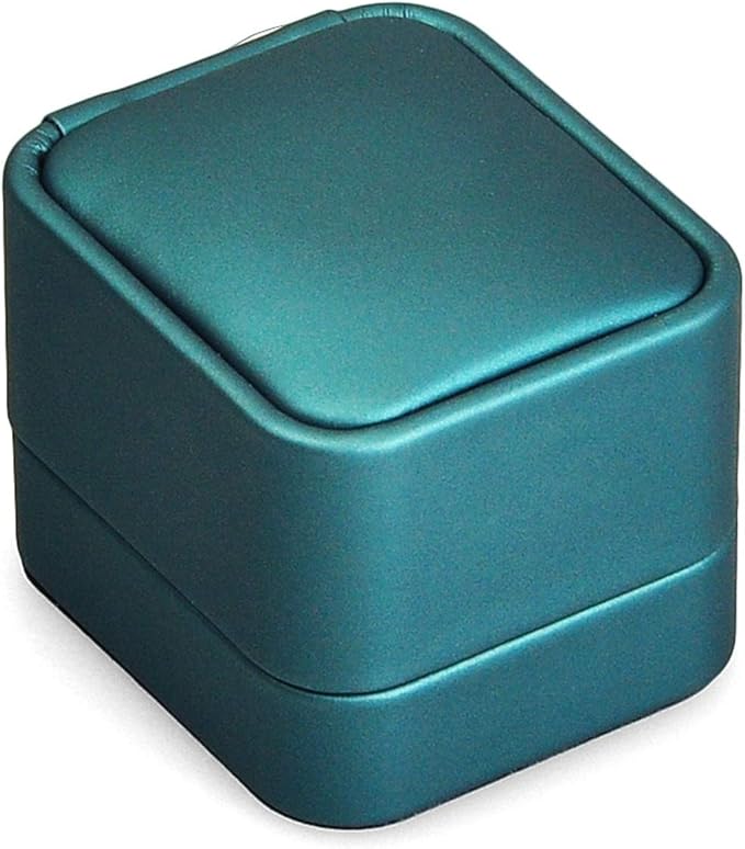 Oirlv Green Leather Ring Box Velvet Travel Jewelry Case Small Ring Box Vintage Jewlery Display Portable
