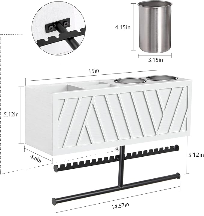 Rustic Hair Dryer Holder Wall Mounted,Hair Styling Tools & Accessories Organizer,Bathroom Supplies & hot Tools vanities Organizer Caddy,for Storage Flat Iron,Blow Dryer,Curling Iron,Towel