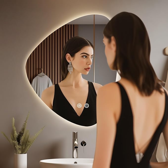WallBeyond LED Bathroom Mirror with Lights, 19 x 24 Inch Led Bathroom Vanity Mirror for Wall, Anti Fog Mirror for Bathroom, 3 Colors and Dimmable Light