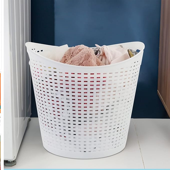 6-Pack 30 L Plastic Laundry Hamper, Large Plastic Storage Basket, White
