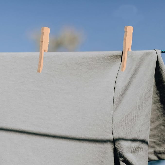 PRETYZOOM 100Pcs Wooden Clothespins, Heavy Duty Clothes Clips Clothesline Clamps Pegs for Home Outdoor Laundry Drying Rack Sock Quilt Crafts, Photo Hanging, Food Bag Sealing