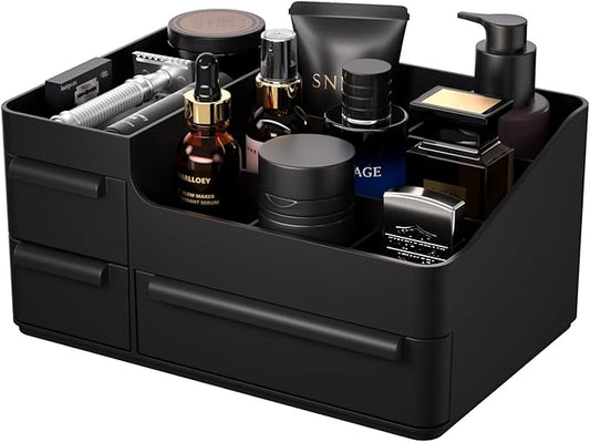 Cologne Organizer For Men: Mens Bathroom Organizer - Bathroom Organizer Countertop With Drawers, For Razor, Shaving Lotion, Skincare, Deodorant, Perfume, Gifts For Men, Valentines Day Gifts