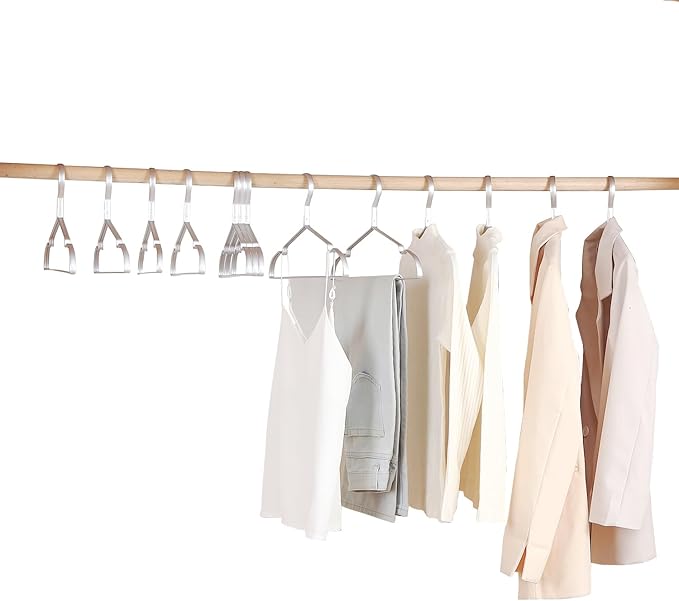 16.3" Premium Aluminum Coat Hangers, Extra Smooth & Durable Metal Shirt Dress Hanger, Light & Sturdy Metal Rack for Jacket Trouser Pant Slack, 20 Pack, Silver