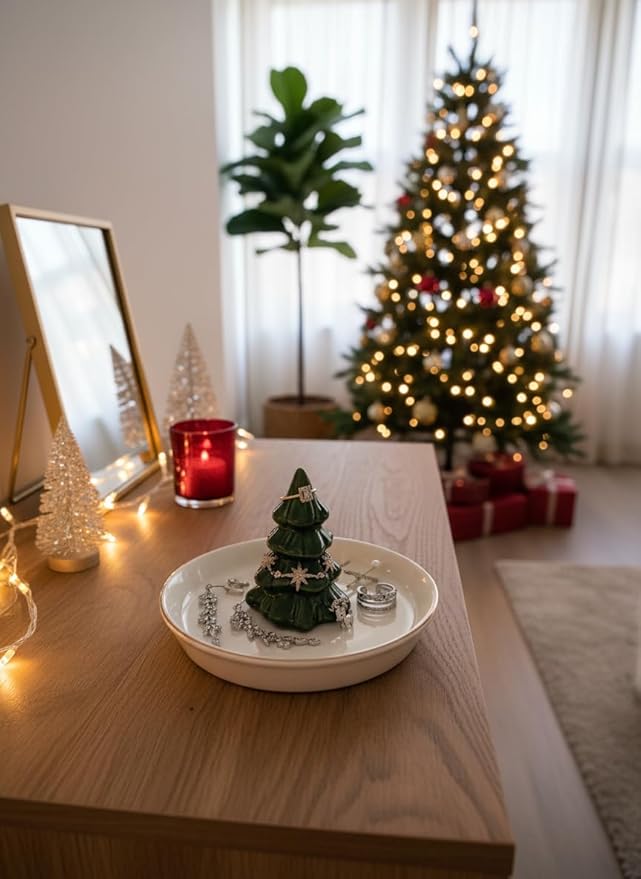 Forest Green Christmas Tree Ring Dish, Jewelry Holder, Jewelry Holder Dish, Christmas Tree Decor, Thanksgiving, Christmas