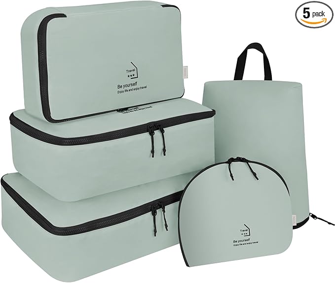 Packing Cubes for Travel, Various Sizes Luggage Organizer Bags with Double Zipper, Durable Space Saver Bags Travel Essentials (5 Set, Grey)