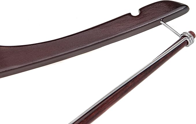 Quality Hangers Wooden Hangers Beautiful Sturdy Suit Coat Hangers with Locking Bar Chrome Hooks (100)