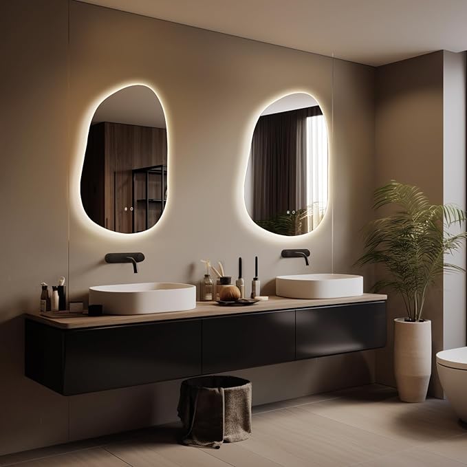 WallBeyond LED Bathroom Mirror with Lights, 22 x 30 Inch Led Bathroom Vanity Mirror for Wall, Anti Fog Mirror for Bathroom, 3 Colors and Dimmable Light, Horizontal/Vertical