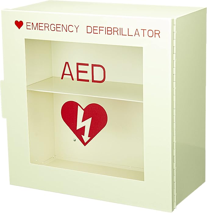Levida AED Cabinet Wall Mount - Steel AED Defibrillator Storage Case with Clear Window Fits Univeral AEDs - First Aid Defibrillator Cabinet for Schools, Offices, Public Places (14.1 x 7" x 13.75")