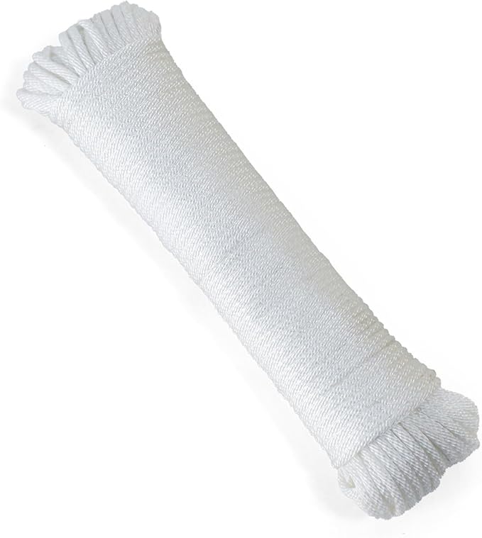 MERIANE 1/8inch 100FT Nylon Rope – Multipurpose Heavy Duty – Abrasion & UV Resistant – Ideal Use for Camping, Clothesline, Marine Rope, Flag Line - Shock Absorption Rope for Indoor Outdoor