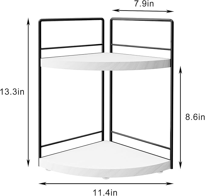 2 Pack Bathroom Counter Organizer,2 Tier Corner Bathroom Counter Organizer, Wooden Vanity Organizer for Bathroom Organizers and Skincare Cosmetics Dresser Storage