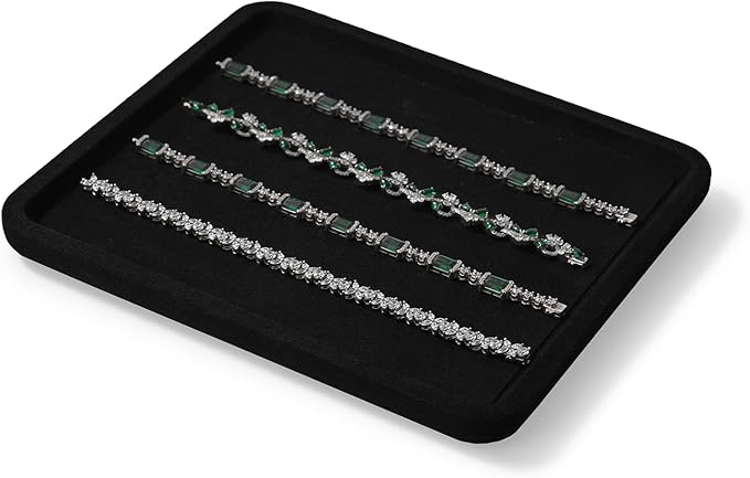 Oirlv Microfiber Jewelry Display Tray Jewelry Display Flat Tray for Rings Earrings Necklace Bracelet Jewelry Photograph Display Catchall （M,Black）
