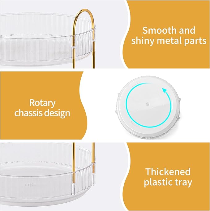 360° Rotating Makeup Organizer, Large Capacity Skincare Organizer, 3 Tier Cosmetic Skin Care Perfume Dresser Organizer, Fits Cosmetics, Perfume, Skin Care, Lipstick