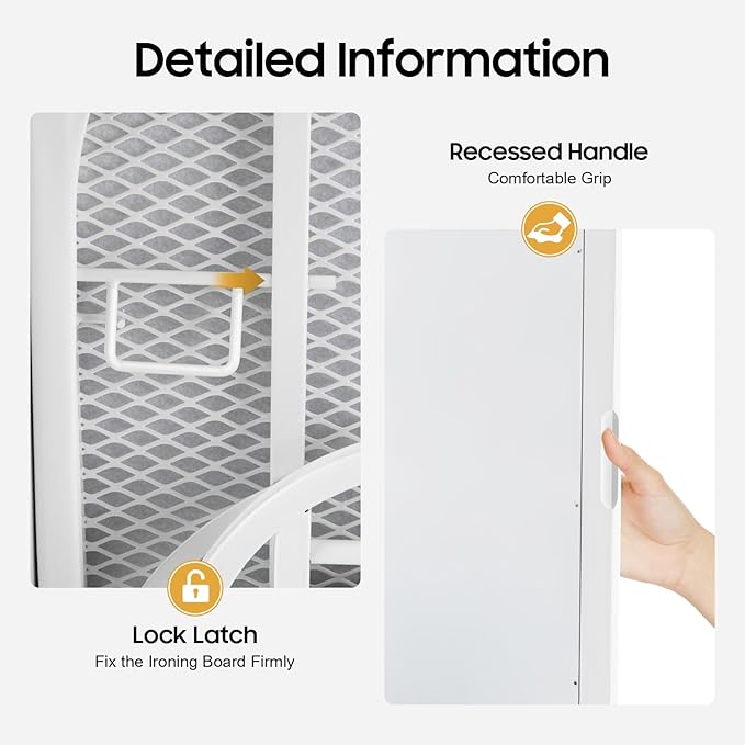Wall Mounted Ironing Board with Storage Cabinet,Foldable Ironing Storage Station,Built in Foldable Ironing Board Closet with Storage