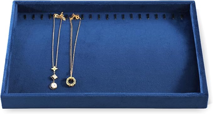 Necklace Storage Tray, Velvet Bracelet Display, Premium Jewelry Organizers,Luxury Jewelry Tray,Blue Necklace Display