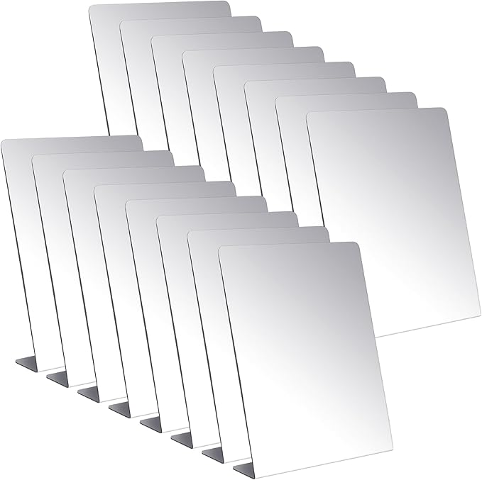 Amyhill 16 Pcs Counter Top Mirror Freestanding Mirror Single Sided Acrylic Desk Glass for Tabletop Bedroom Office Bathroom Home Dorm (9 x 10 Inch)