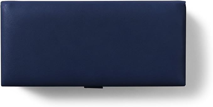 Leatherology Navy Blue Watch & Bracelet Box – Full Grain Leather Jewelry Organizer with 4 Microsuede-Lined Compartments, Removable Cushions & Snap Closure – Storage for Watches and Accessories