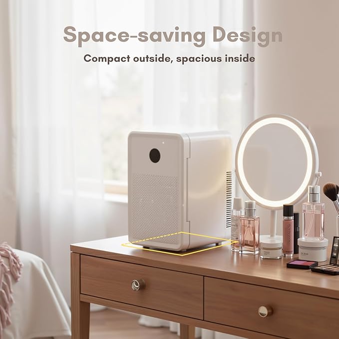 13L/22L Mini Fridge for Bedroom, Personal Small Refrigerator for Skin Care, Cosmetics, 110V/12V Portable Refrigerator Cooler & Warmer for Drinks, Food, Beauty, Makeup, Dorm, Car, Office