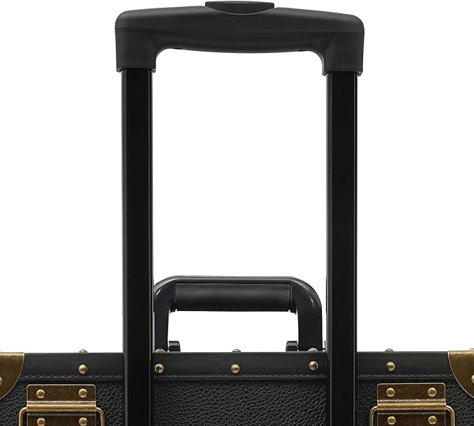 Rolling Makeup Case Large Storage Cosmetic Trolley, Rolling Lockable Makeup Train Case, Stylist Beauty Salon Cosmetic Luggage Travel Organizer Tool Box with Hair Dryer Holder (Black)