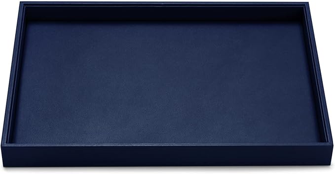 Blue Leather Jewelry Tray Jewelry Display Tray Stackable Jewelry Drawer Organizer Tray Necklace Bracelet Holder Tray for Necklace Bracelets Watches Storage(Blue)