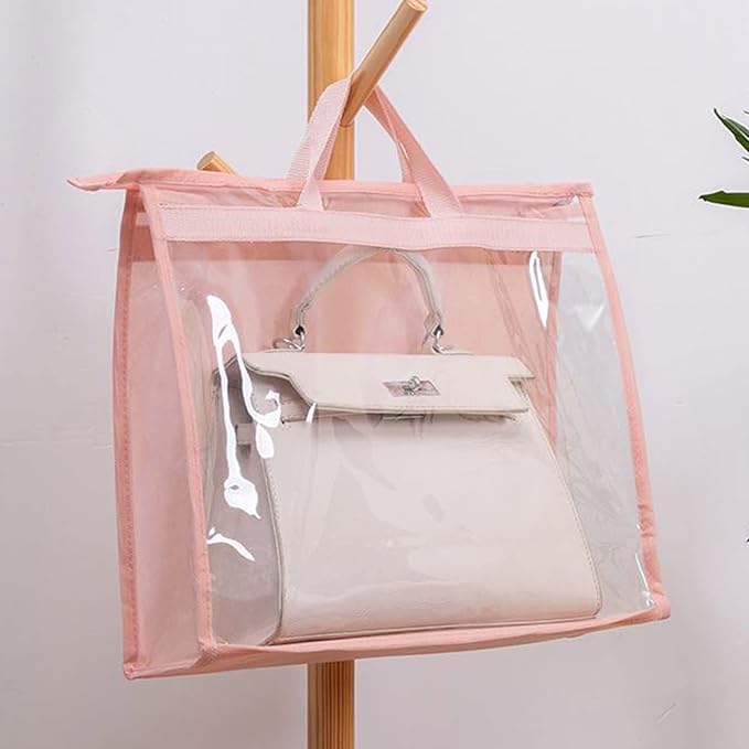Dust Bags for Handbags - Purse Storage Organizer for Closet Moistureproof and Dustproof Cover Hanging with Zipper and Handle (Black-M)