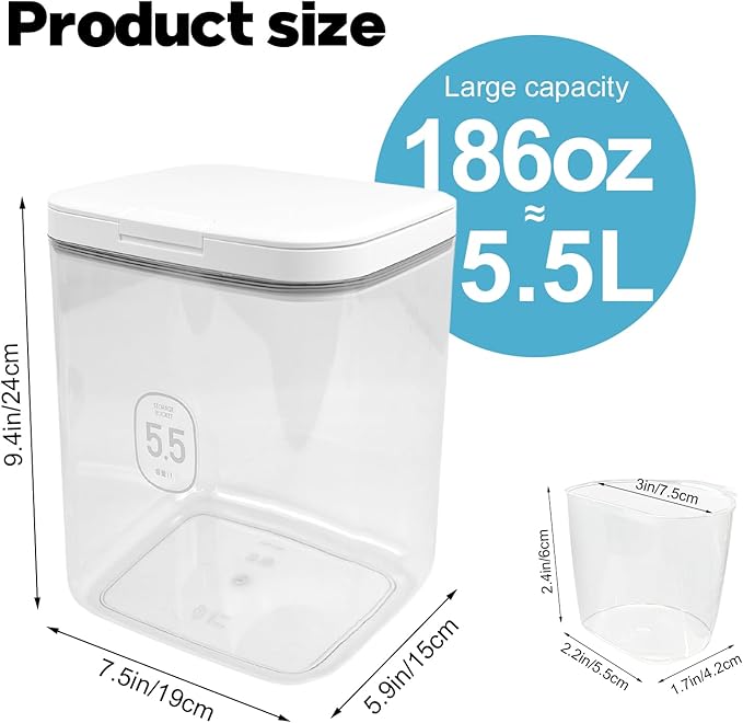 5.5L Laundry Detergent Dispenser with One-Press Lid, Laundry Powder Container for Laundry Room Organization and Storage Pod and Airtight Dishwasher Pod Holder for Bead Powder 1pack