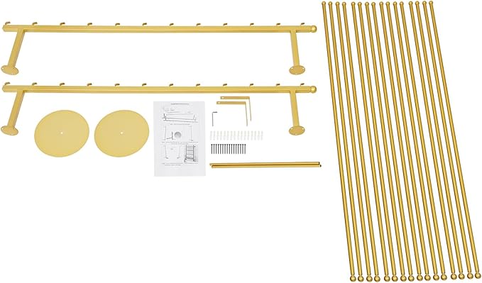 12 Layers 120cm Gold Wall Display Stand Wrapping Paper Ribbon Organizer Holder Storage Scarf Tie Belt Towel Spool Sewing Tool Hijab Metal Shelving for Home, Retail Stores, Flower Shop, Studio