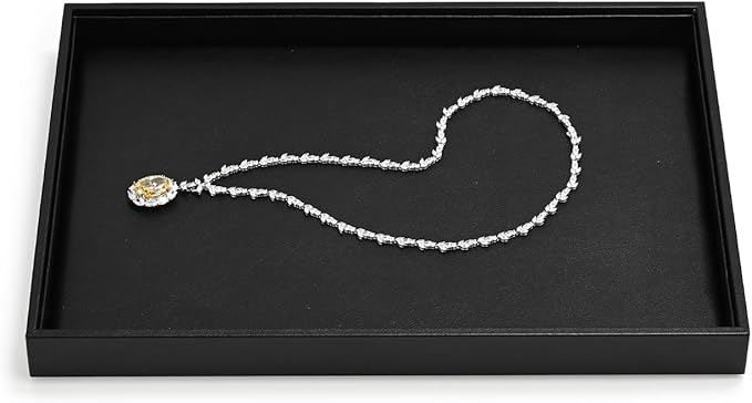 Black Leather Jewelry Trays Jewelry Drawer Organizer Trays For Ring Necklace Bracelets Watch Perfume Organizer Tray(Black)