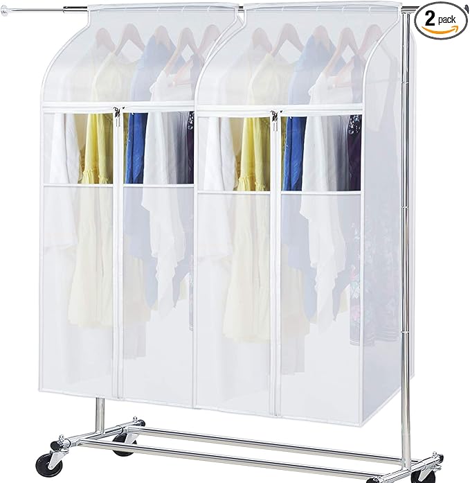 Zilink Hanging Clothes Bag Organizer 43 inch-2 Pack Large Garment Bags Suit Bag for Storage Hanging Clothes Cover for Suit Coats Dress Closet Storage (Hanger Not Included)