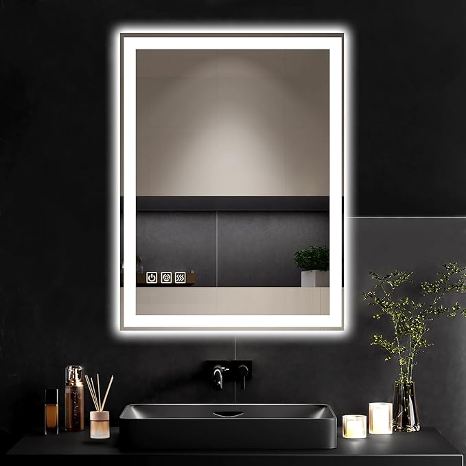 24"X32" LED Bathroom Vanity Mirror with Lights, Anti-Fog, Dimmable, Lighted Bathroom Mirror for Wall, Memory Function, Tempered Glass, Shatter-Proof, Backlit & Front Lit