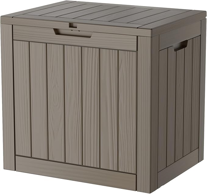 29 Gallon Resin Deck Box Waterproof Outdoor Storage Box for Patio Furniture Pool Accessories Indoor Storage for Cushion Garden Tools, Gray