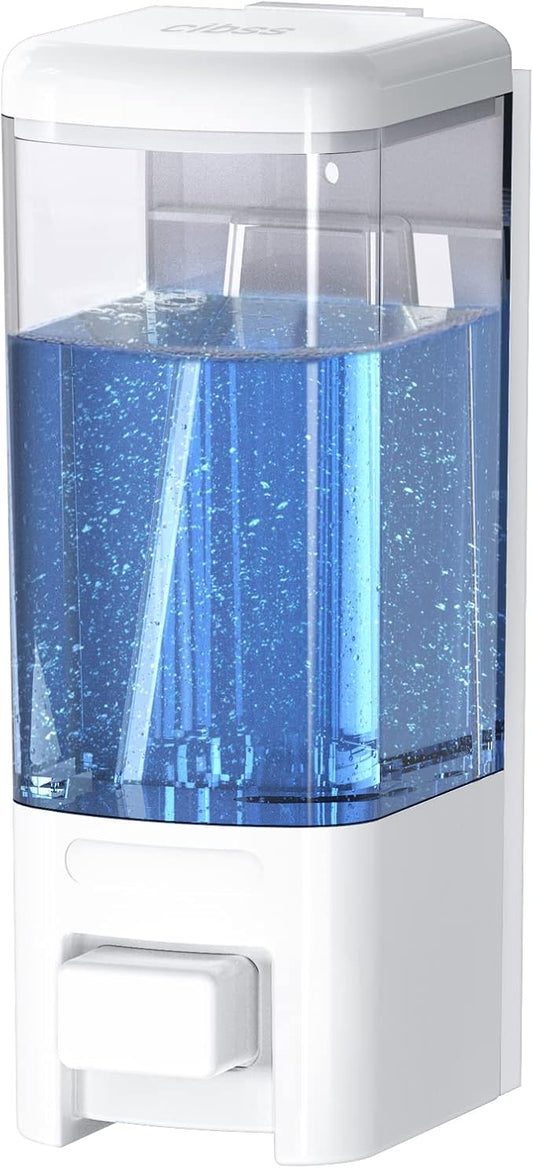 Manual Soap Dispenser, 17oz/500ml Wall Mount Soap Pump, Large Capacity Kitchen Bathroom Hand Soap Dispenser, Commercial Refillable Shampoo Shower Gel Lotion Dispenser, White