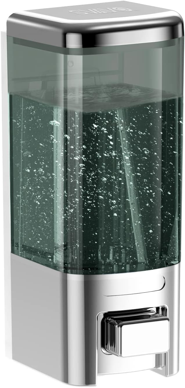 SVAVO Wall Mounted Soap Dispenser - Manual Kitchen Bathroom Soap Dispenser Hand Sanitizer Dispenser with Anti-Leakage Nozzle Container for Liquid/Gel/Shampoo/Shower Gel/Lotion/Cleaner, 17.oz/500ml