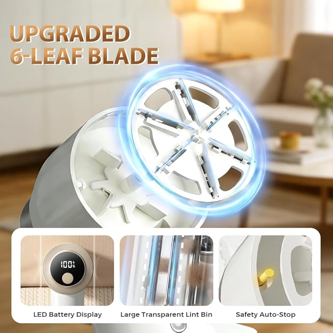 Rechargeable Fabric Shaver for Clothing with Smart LED Display, 2026 New 2 in 1 Suction and Shave Technology Clothes Shaver, Lint Shavers with 3 Speeds for Clothes, Couch, Furniture (C)