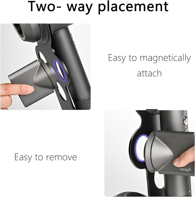 Lasvea Hair Dryer Holder for Dyson Supersonic,Pure Cast Iron Magnetic Stand Holder with Power Plug Cable Organizer(Suit for Laifen), Over 50% Thicker Base for Enhanced Stability,4 Magnet Ring for